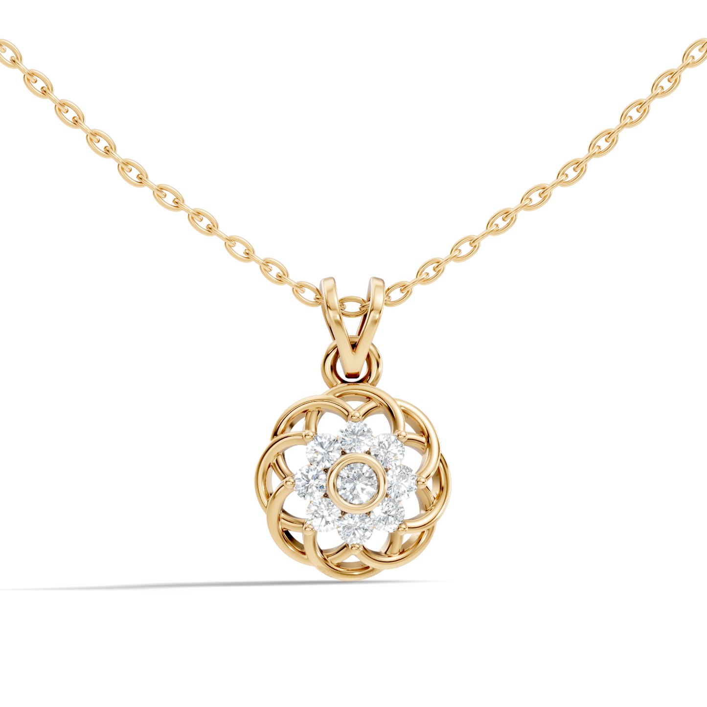 Unique Round Cut Diamond Pendant In 14K White Gold Customized Jewelry For Her