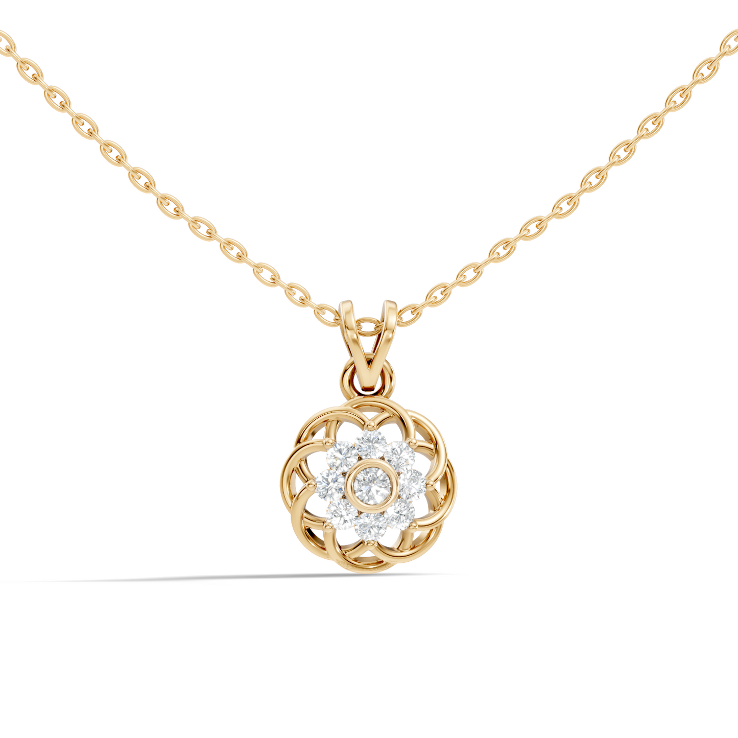 Unique Round Cut Diamond Pendant In 14K White Gold Customized Jewelry For Her