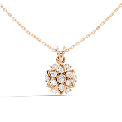 Elegant Round Diamond Pendant 0.48 Carat Handmade Jewelry In 14K Solid Yellow Gold