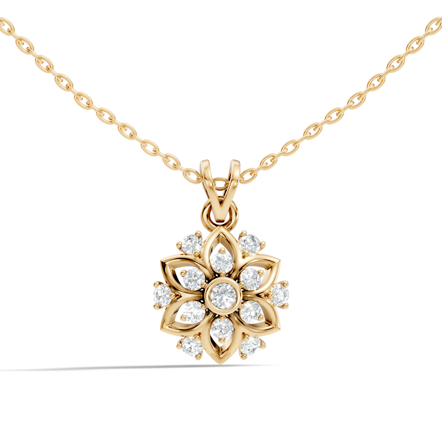 Elegant Round Diamond Pendant 0.48 Carat Handmade Jewelry In 14K Solid Yellow Gold