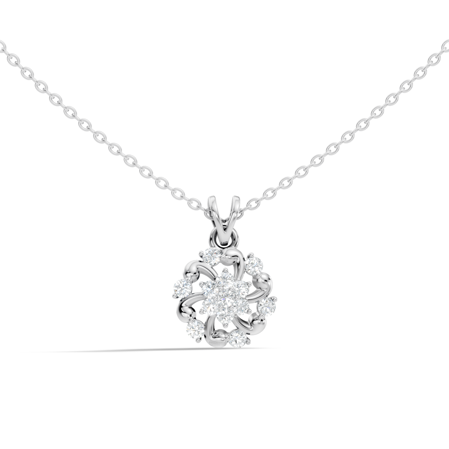 Round Cut Diamond Anniversary Pendant Minimalist In 14K Solid White Gold Gift For Her