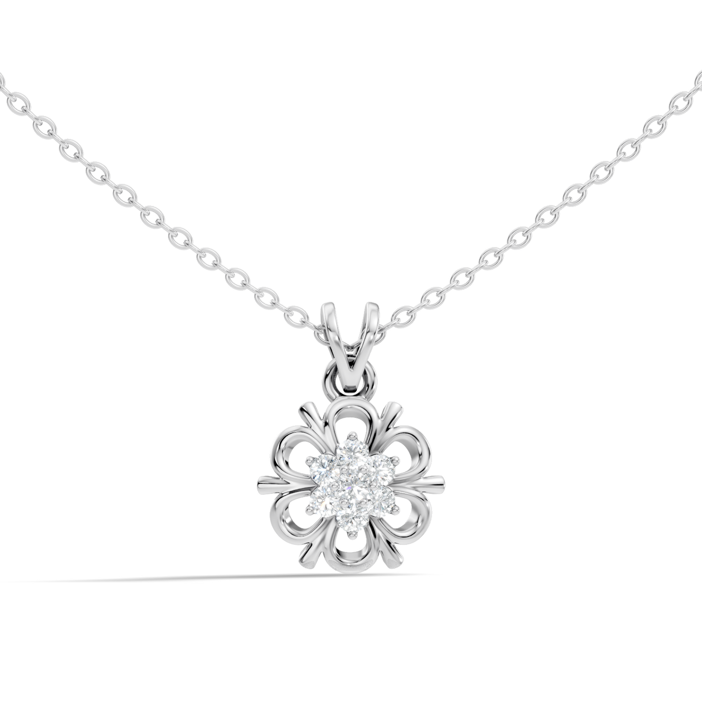 Minimalist Round Cut Diamond Pendant in 14K White Gold Anniversary Gift for Her