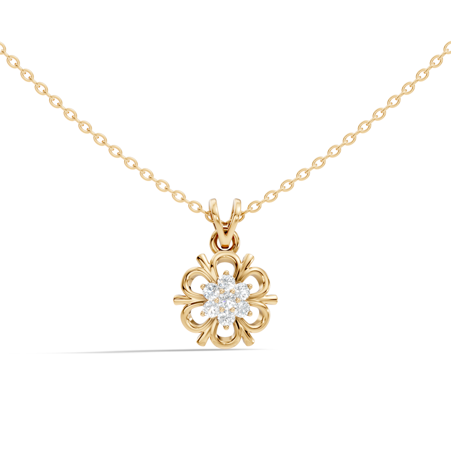 Minimalist Round Cut Diamond Pendant in 14K White Gold Anniversary Gift for Her