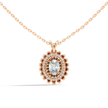 0.89 CT Round Lab-Grown Diamond Pendant In 14K Solid Yellow Gold Gift