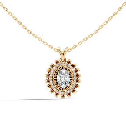 0.89 CT Round Lab-Grown Diamond Pendant In 14K Solid Yellow Gold Gift
