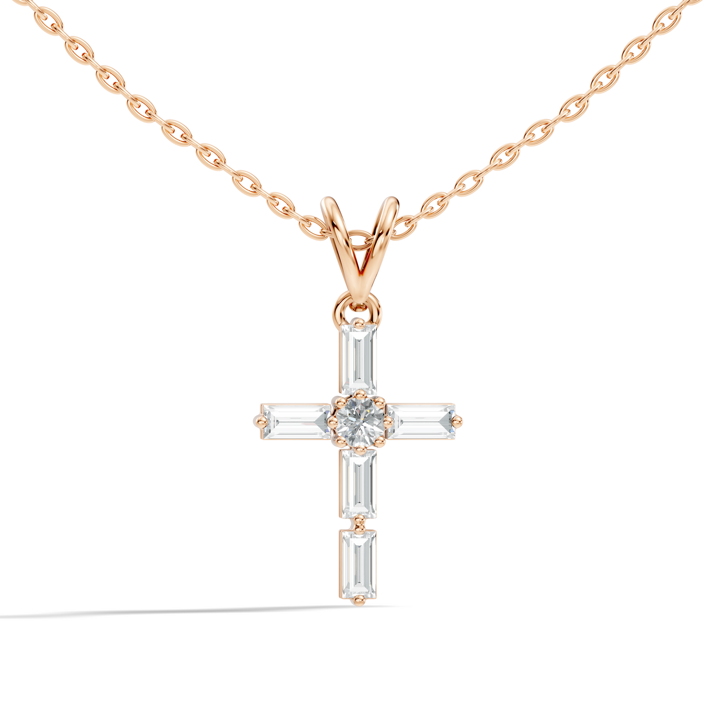 0.76 CT Baguette Cut Unisex Cross Pendant Elegant Eco-Friendly Lab-Grown Diamond Gift