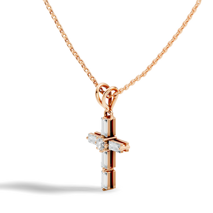 0.76 CT Baguette Cut Unisex Cross Pendant Elegant Eco-Friendly Lab-Grown Diamond Gift