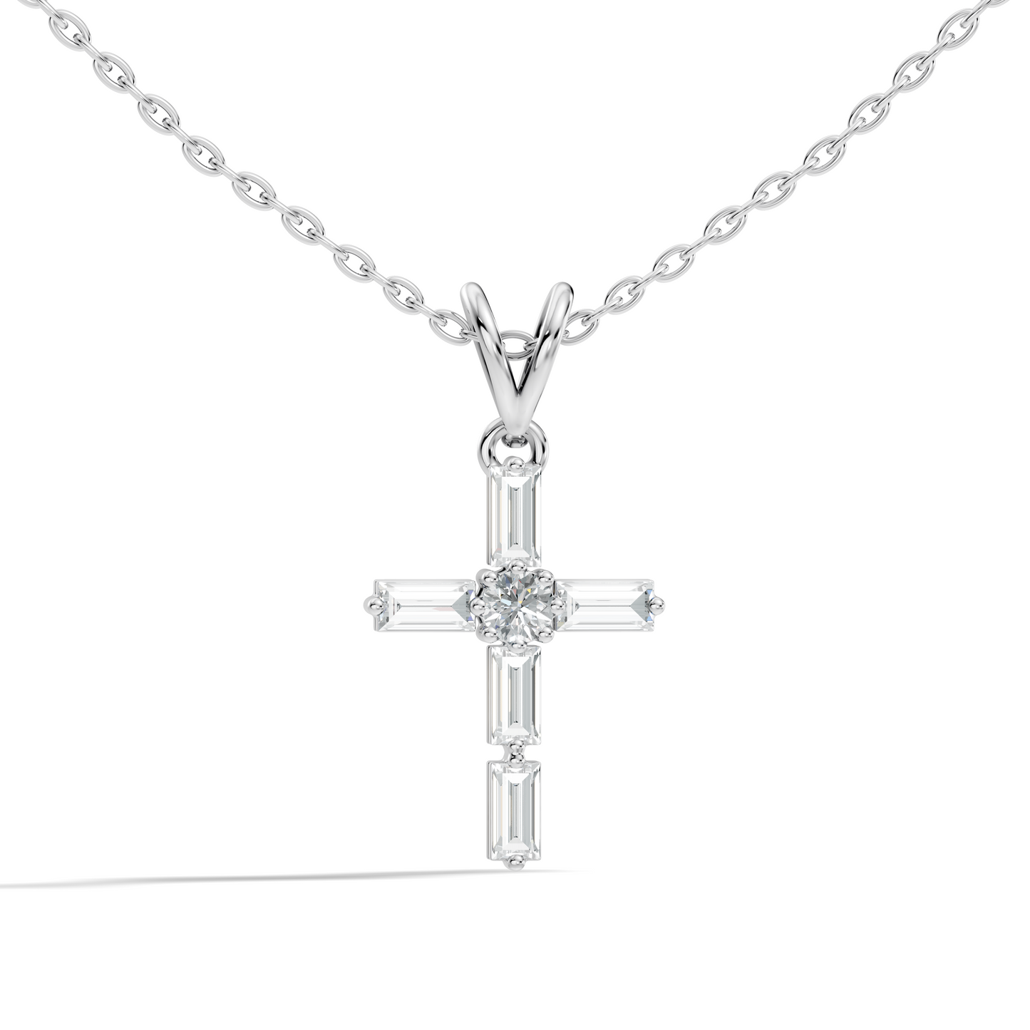 0.76 CT Baguette Cut Unisex Cross Pendant Elegant Eco-Friendly Lab-Grown Diamond Gift