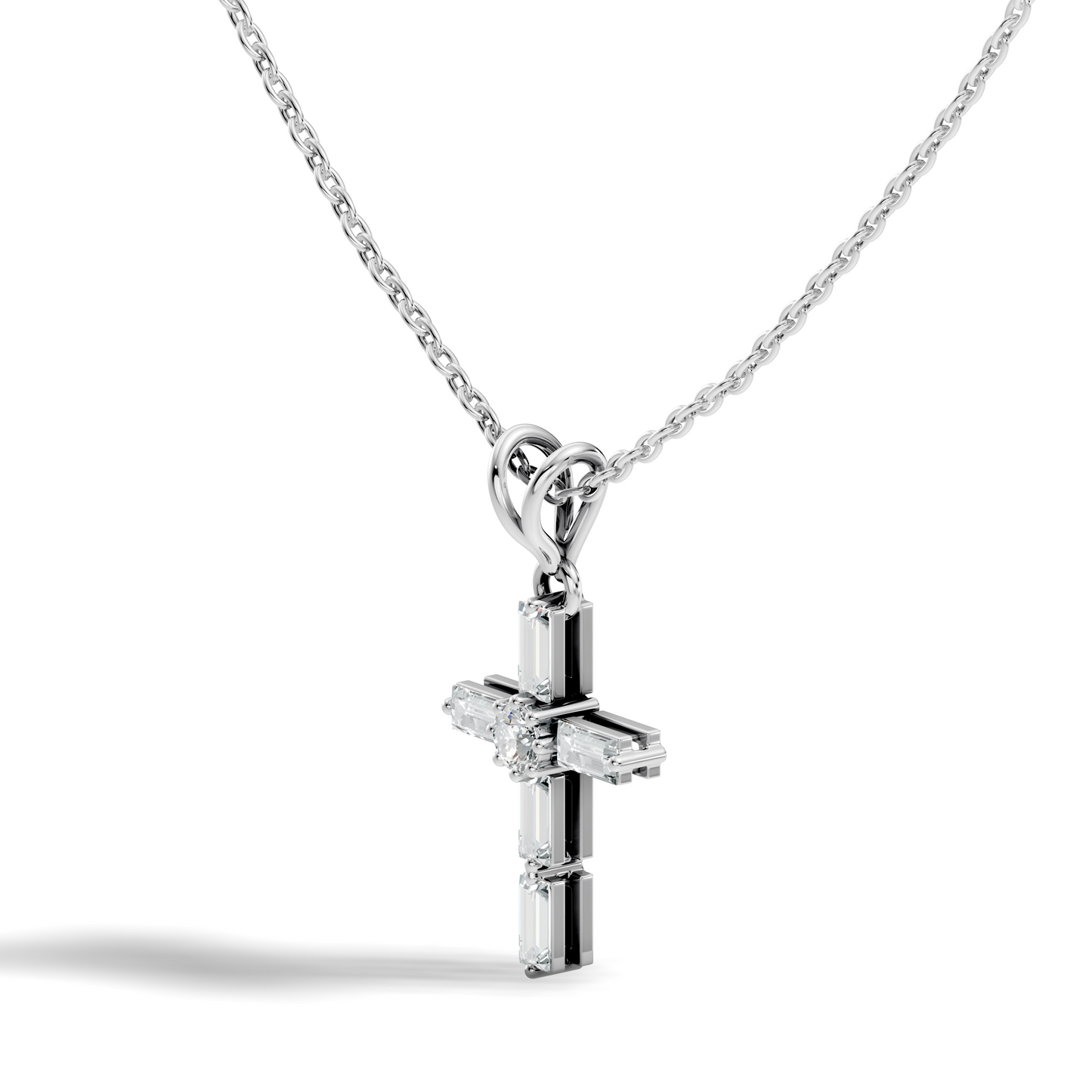0.76 CT Baguette Cut Unisex Cross Pendant Elegant Eco-Friendly Lab-Grown Diamond Gift