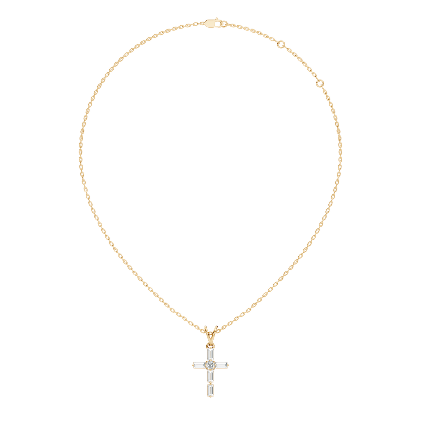 0.76 CT Baguette Cut Unisex Cross Pendant Elegant Eco-Friendly Lab-Grown Diamond Gift