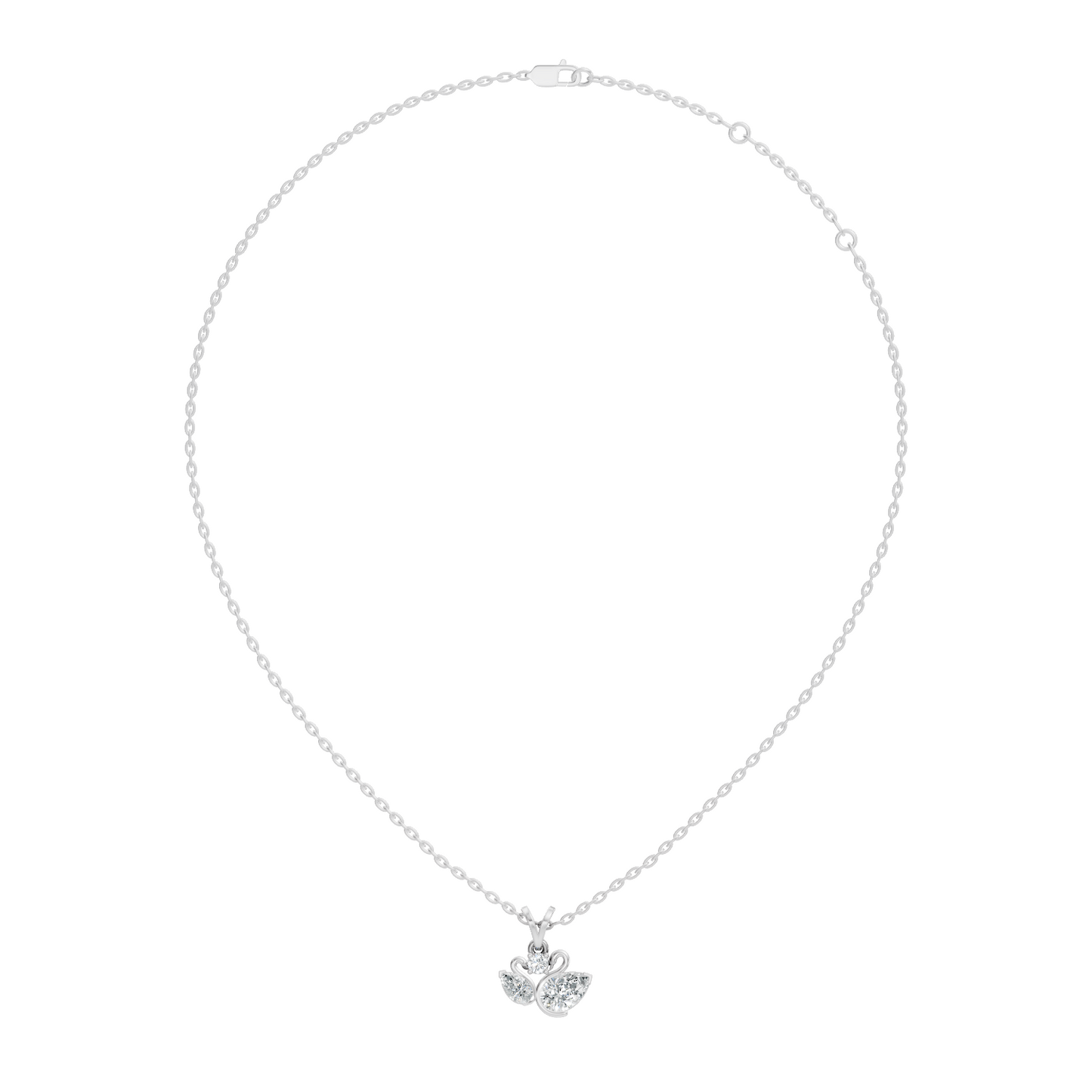Chic White Gold Pendant with Pear & Round Lab-Grown Diamonds Anniversary Gift Idea