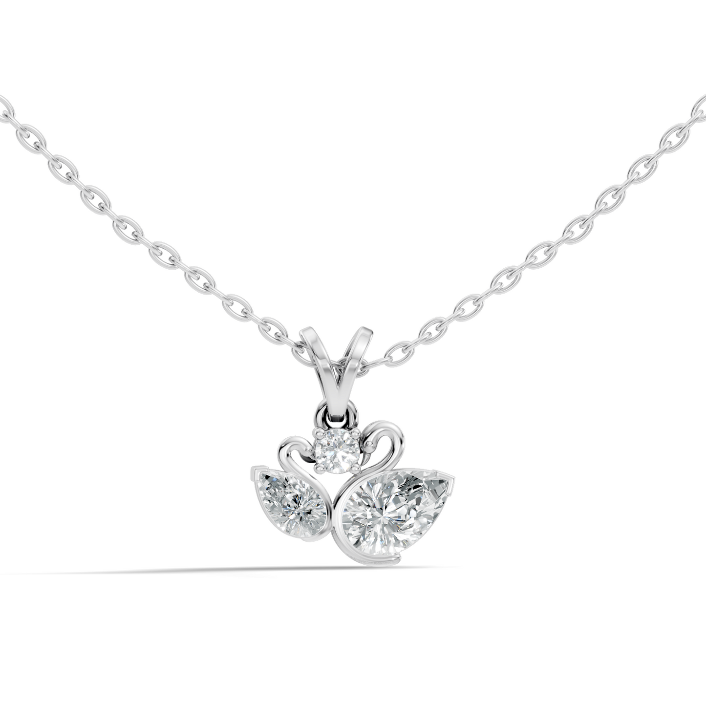 Chic White Gold Pendant with Pear & Round Lab-Grown Diamonds Anniversary Gift Idea
