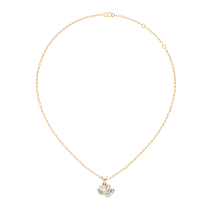 Chic White Gold Pendant with Pear & Round Lab-Grown Diamonds Anniversary Gift Idea