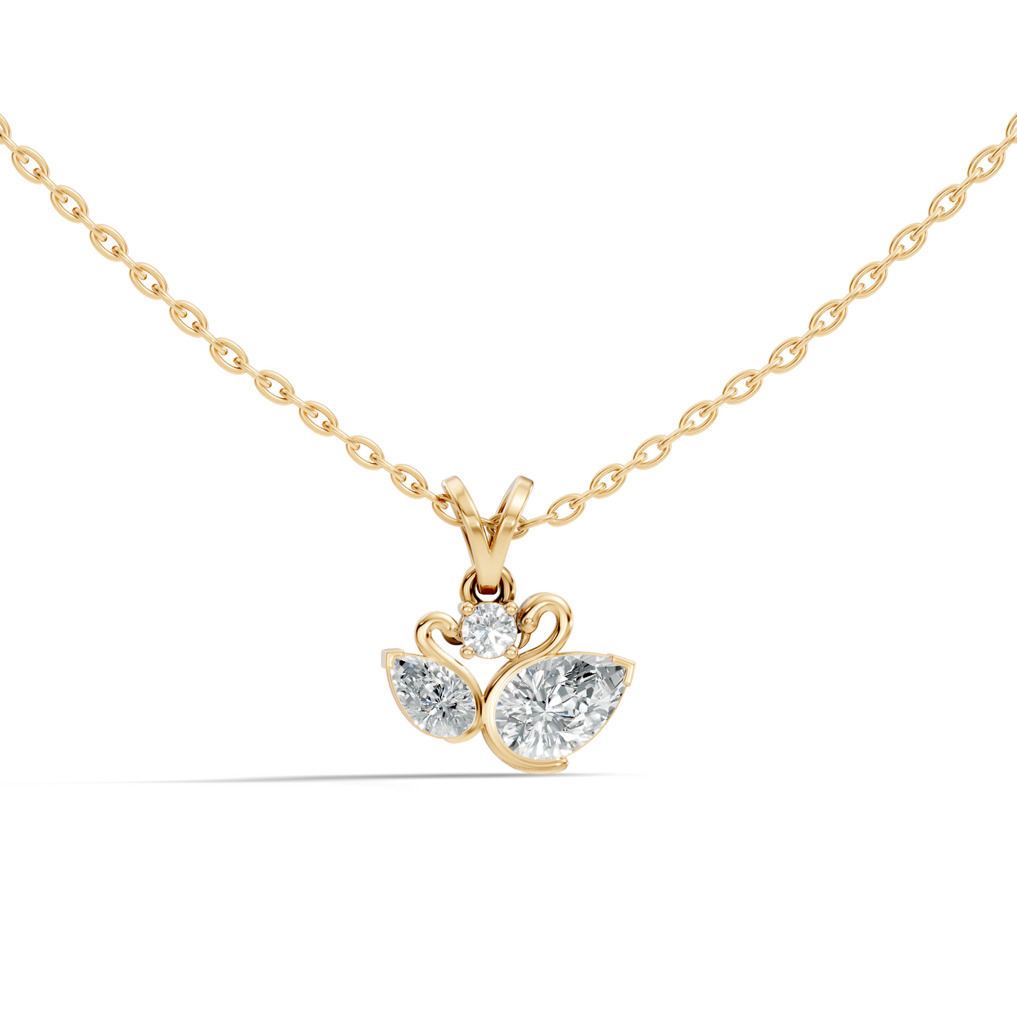 Chic White Gold Pendant with Pear & Round Lab-Grown Diamonds Anniversary Gift Idea
