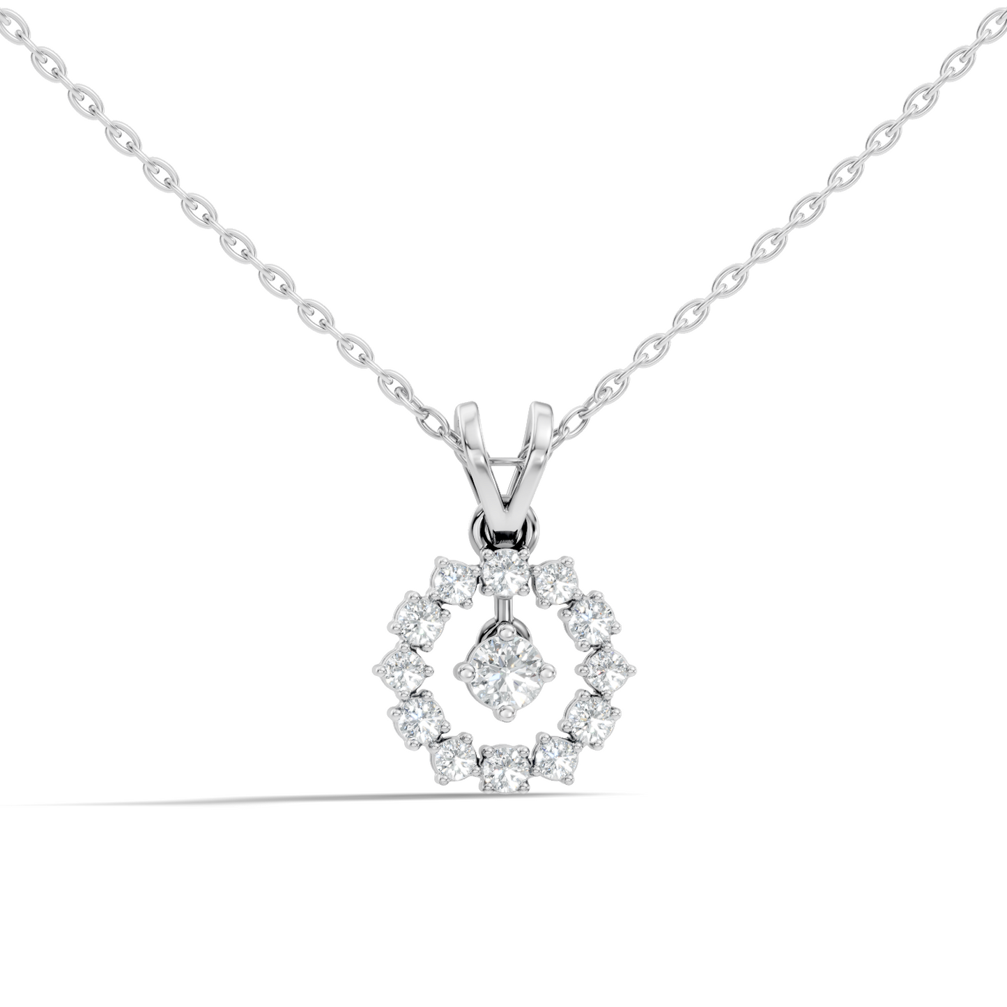 Stunning 0.38 Ct Round Diamond Charm Pendant 18K White Gold Jewelry For Women