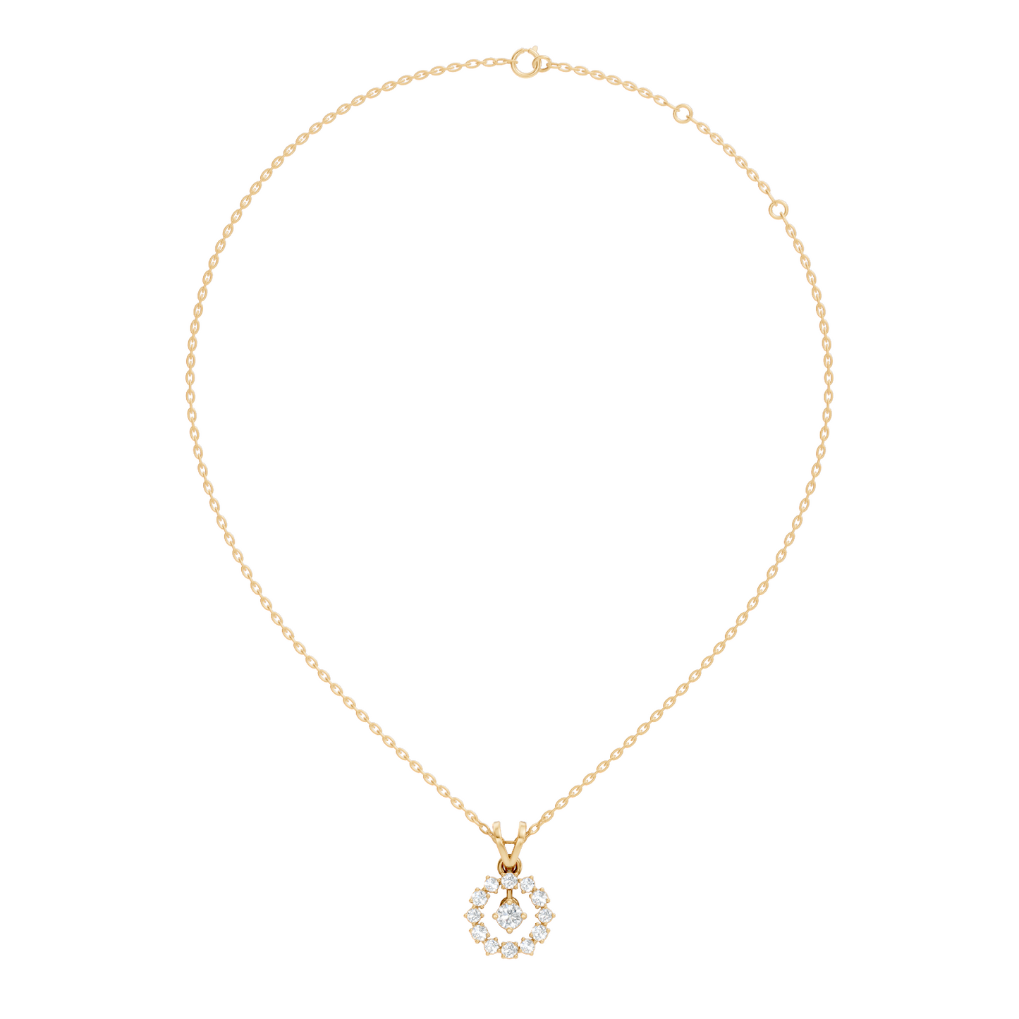 Stunning 0.38 Ct Round Diamond Charm Pendant 18K White Gold Jewelry For Women