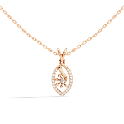 14K Solid Gold Round Cut Diamond Pendant Eco-Friendly Charm for Her