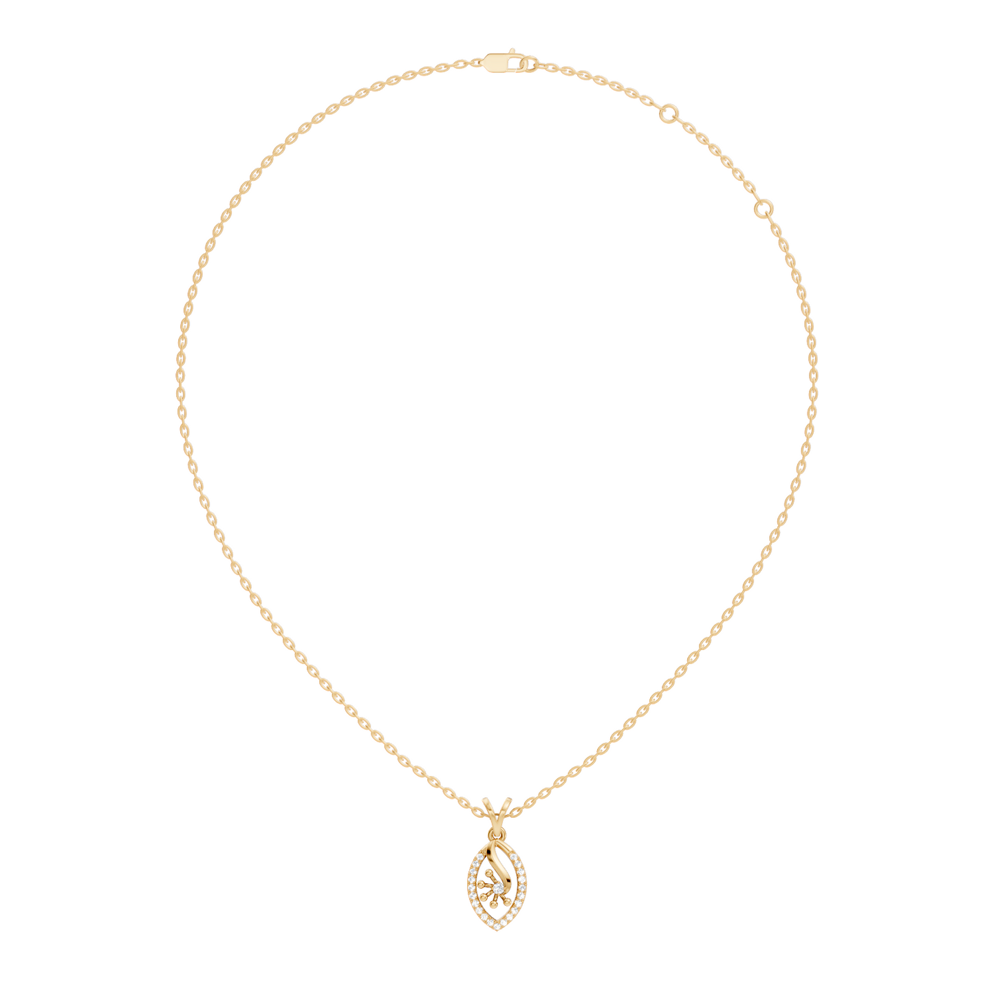 14K Solid Gold Round Cut Diamond Pendant Eco-Friendly Charm for Her