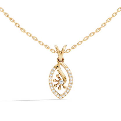 14K Solid Gold Round Cut Diamond Pendant Eco-Friendly Charm for Her