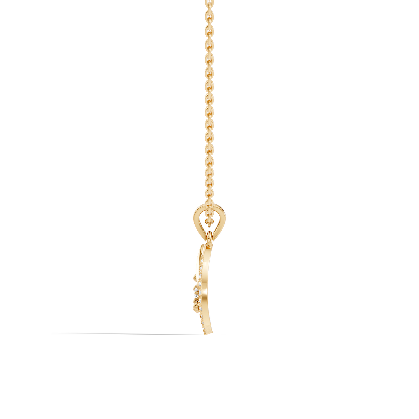 14K Solid Gold Round Cut Diamond Pendant Eco-Friendly Charm for Her