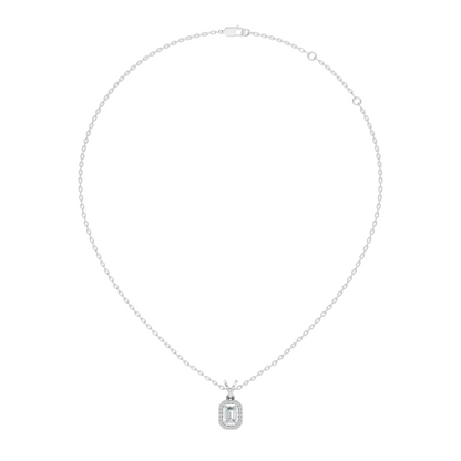 Emerald Cut Lab-Grown Diamond Halo Pendant Perfect Gift For Women's