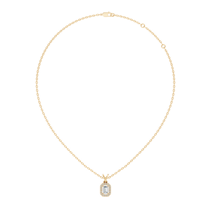 Emerald Cut Lab-Grown Diamond Halo Pendant Perfect Gift For Women's