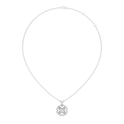 Elegant Cushion Cut Lab-Grown Diamond Pendant In 14K Solid White Gold