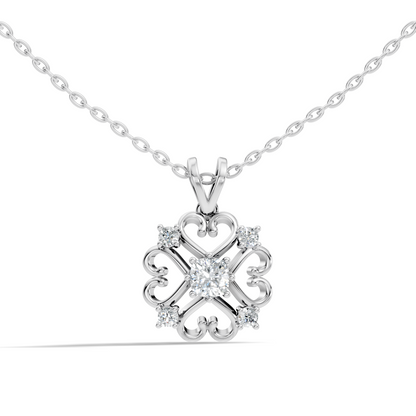 Elegant Cushion Cut Lab-Grown Diamond Pendant In 14K Solid White Gold