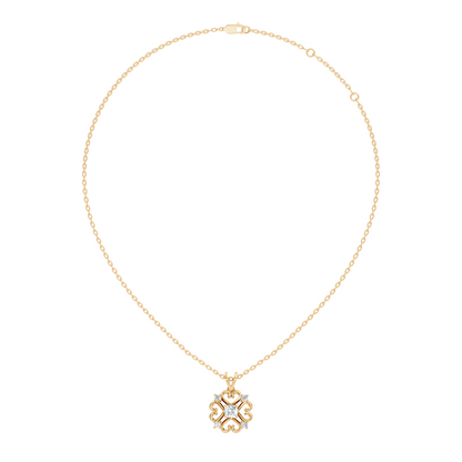 Elegant Cushion Cut Lab-Grown Diamond Pendant In 14K Solid White Gold