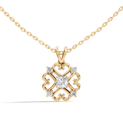 Elegant Cushion Cut Lab-Grown Diamond Pendant In 14K Solid White Gold