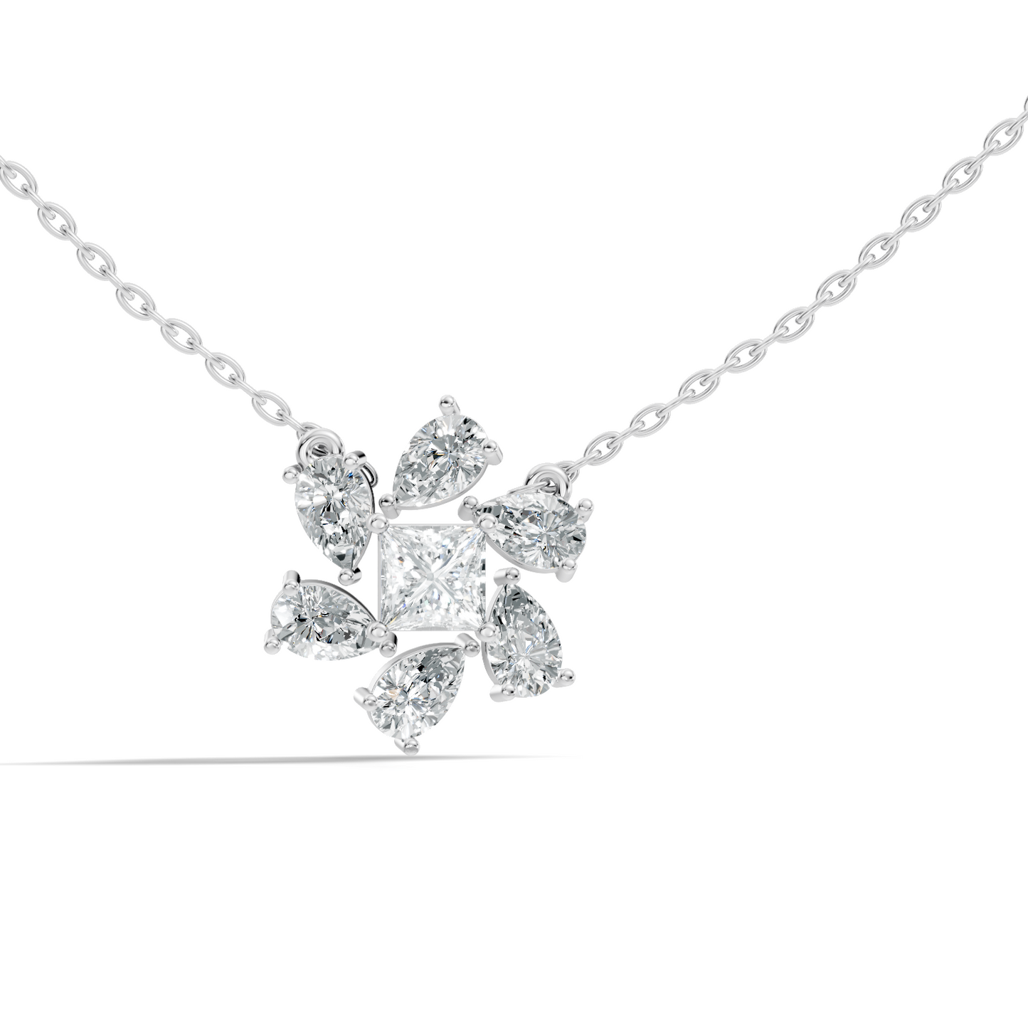 Princess & Pear Lab-Grown Diamond Pendant Colorless White Gold Elegance Gift In 14K Gold
