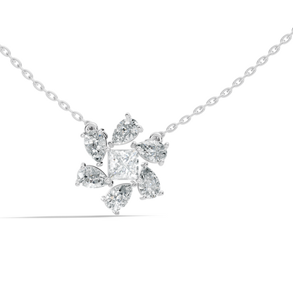 Princess & Pear Lab-Grown Diamond Pendant Colorless White Gold Elegance Gift In 14K Gold