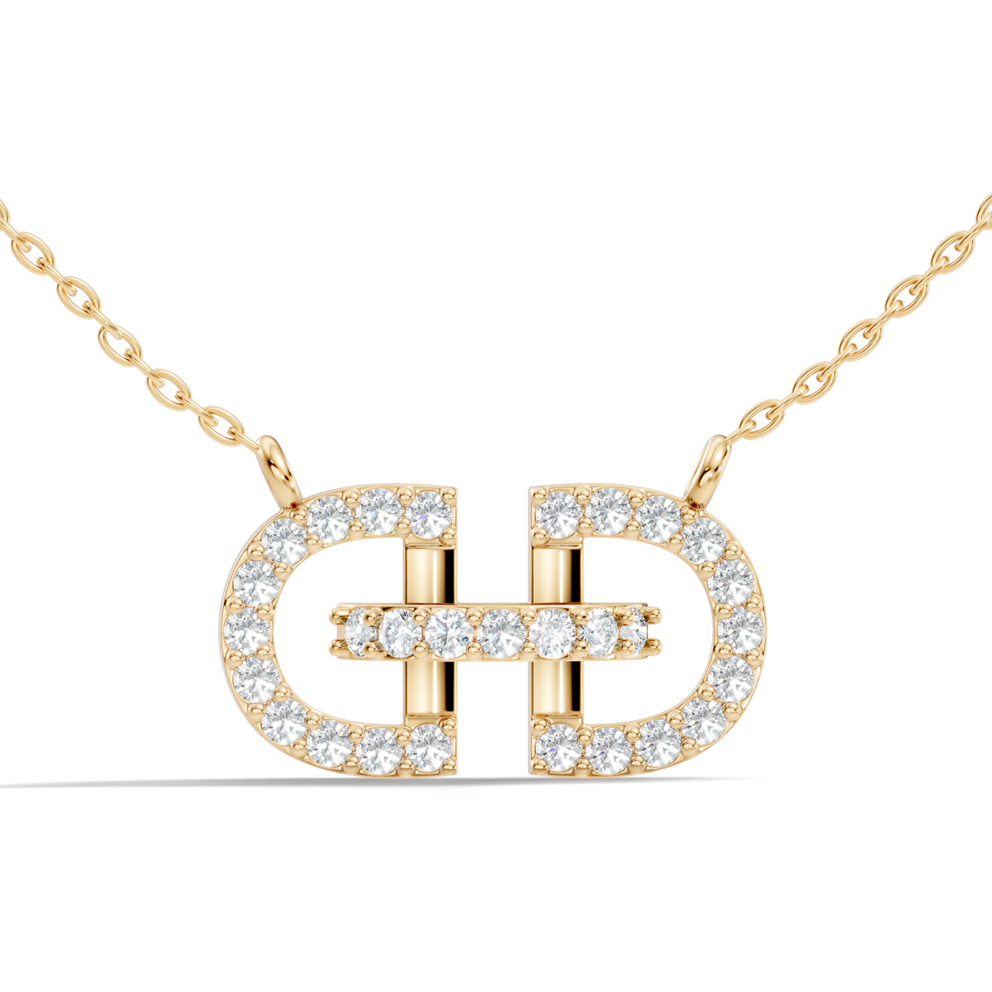Elegant Interlocking Round Diamond Pendant in 14K Yellow Gold Stylish Jewelry