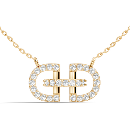 Elegant Interlocking Round Diamond Pendant in 14K Yellow Gold Stylish Jewelry