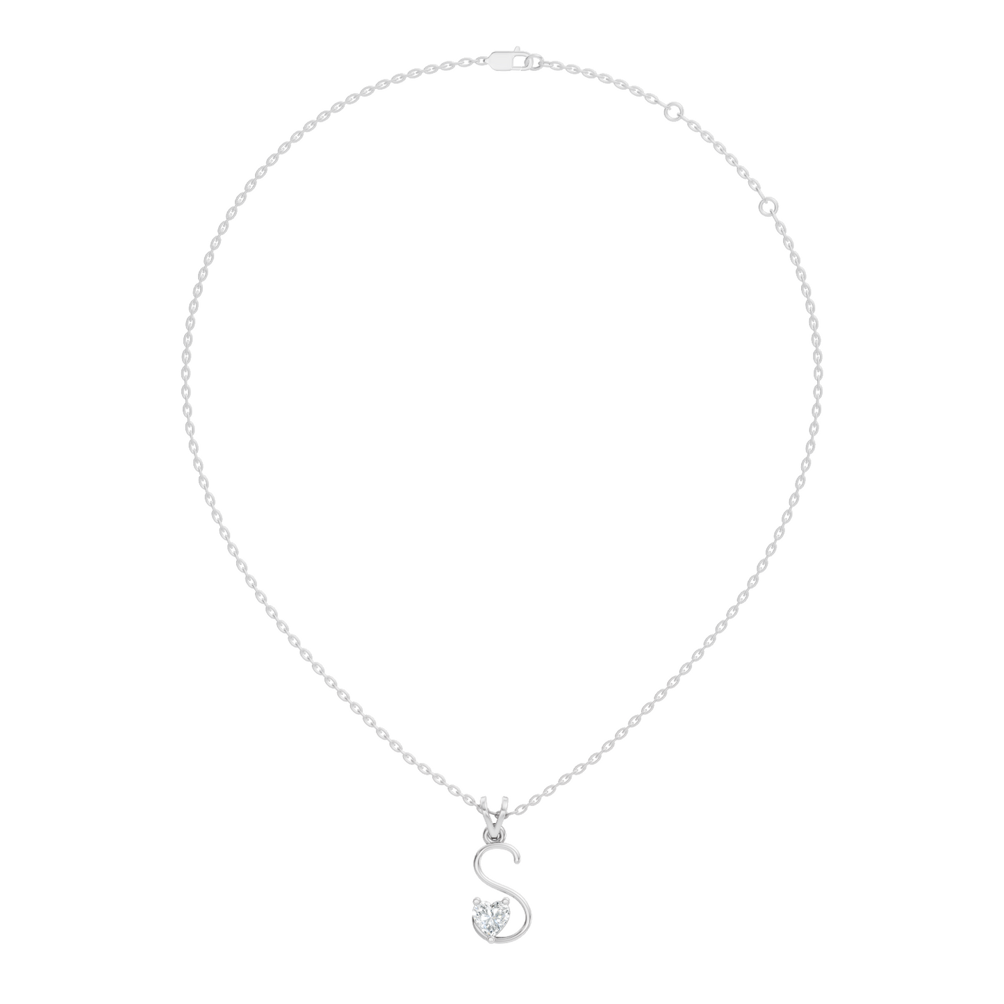 Elegant S Letter Heart Diamond Pendant - 0.50 Ct Anniversary Gift for Her