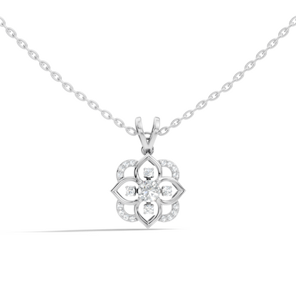 Round Diamond Necklace pendant In 18K Solid Gold Perfect Gift For Anniversary