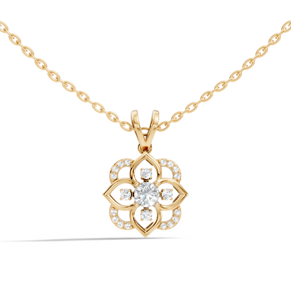 Round Diamond Necklace pendant In 18K Solid Gold Perfect Gift For Anniversary
