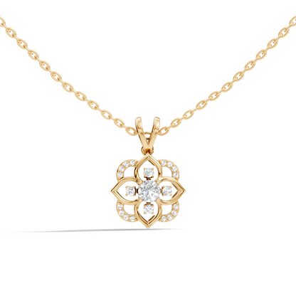 Round Diamond Necklace pendant In 18K Solid Gold Perfect Gift For Anniversary