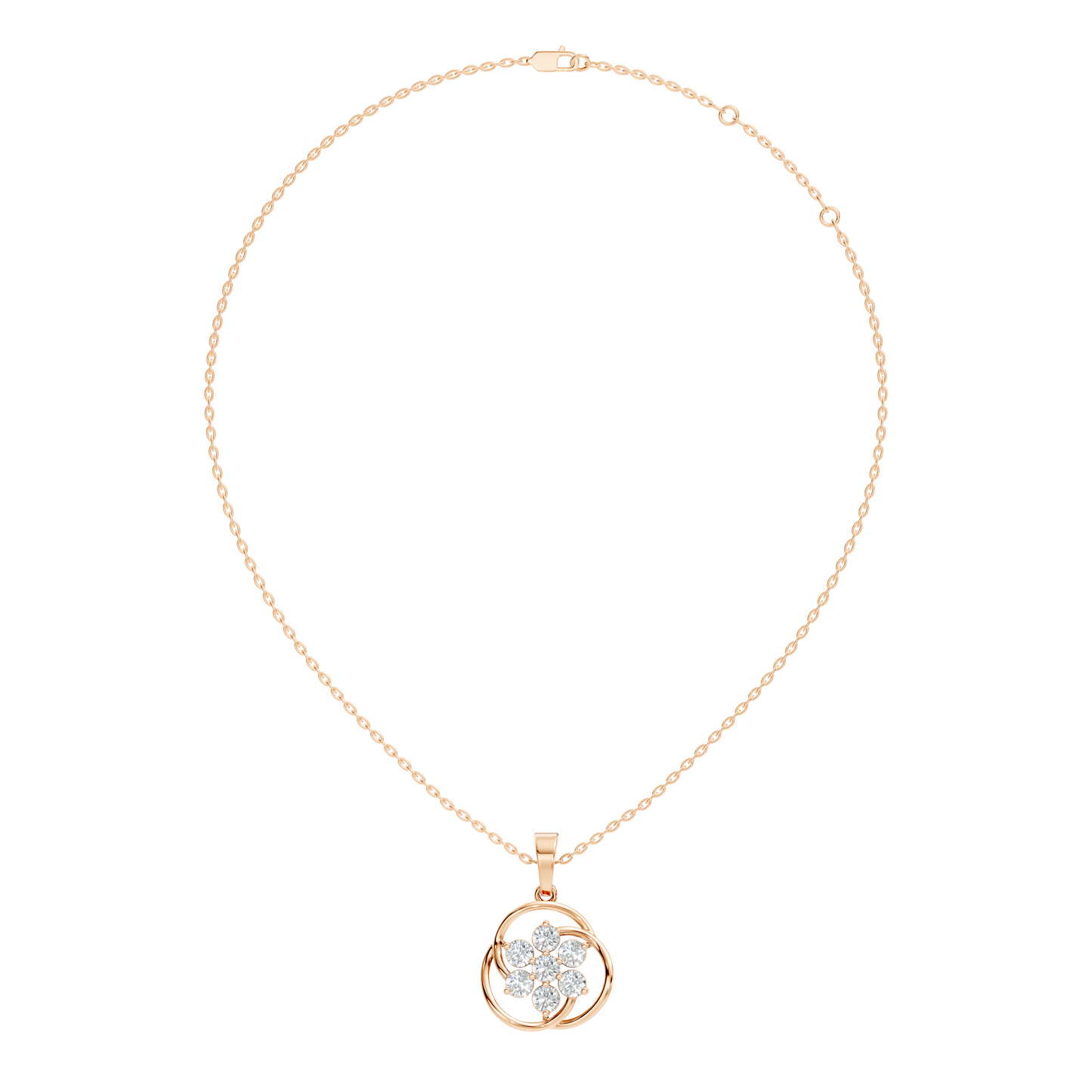 1.40 Carat Lab-Grown Round Diamond Pendant Necklace in 14K Solid Gold