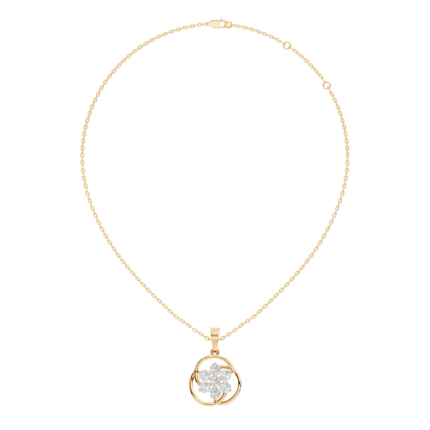 1.40 Carat Lab-Grown Round Diamond Pendant Necklace in 14K Solid Gold