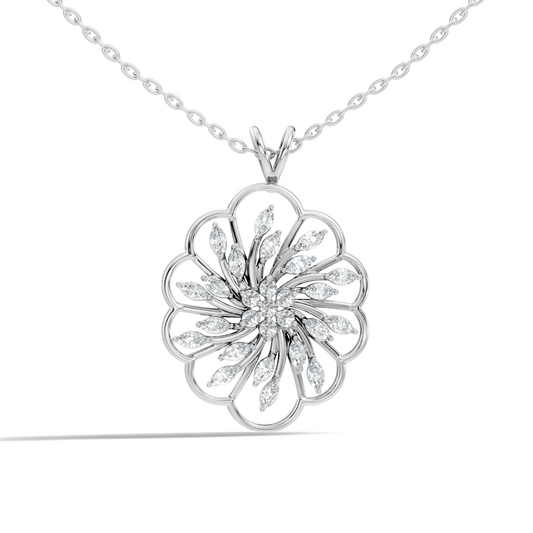 Elegant Vintage Pendant With Marquise & Round Cut Diamond Necklace For Anniversaries