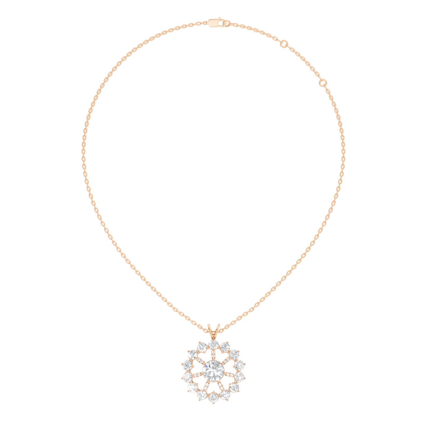 Elegant 3.75 Ct Round Cut Lab Grown Diamond Necklace in Solid White Gold