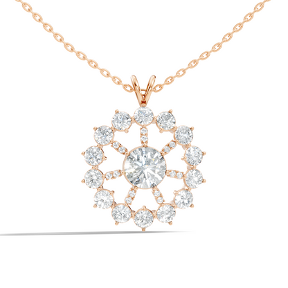 Elegant 3.75 Ct Round Cut Lab Grown Diamond Necklace in Solid White Gold