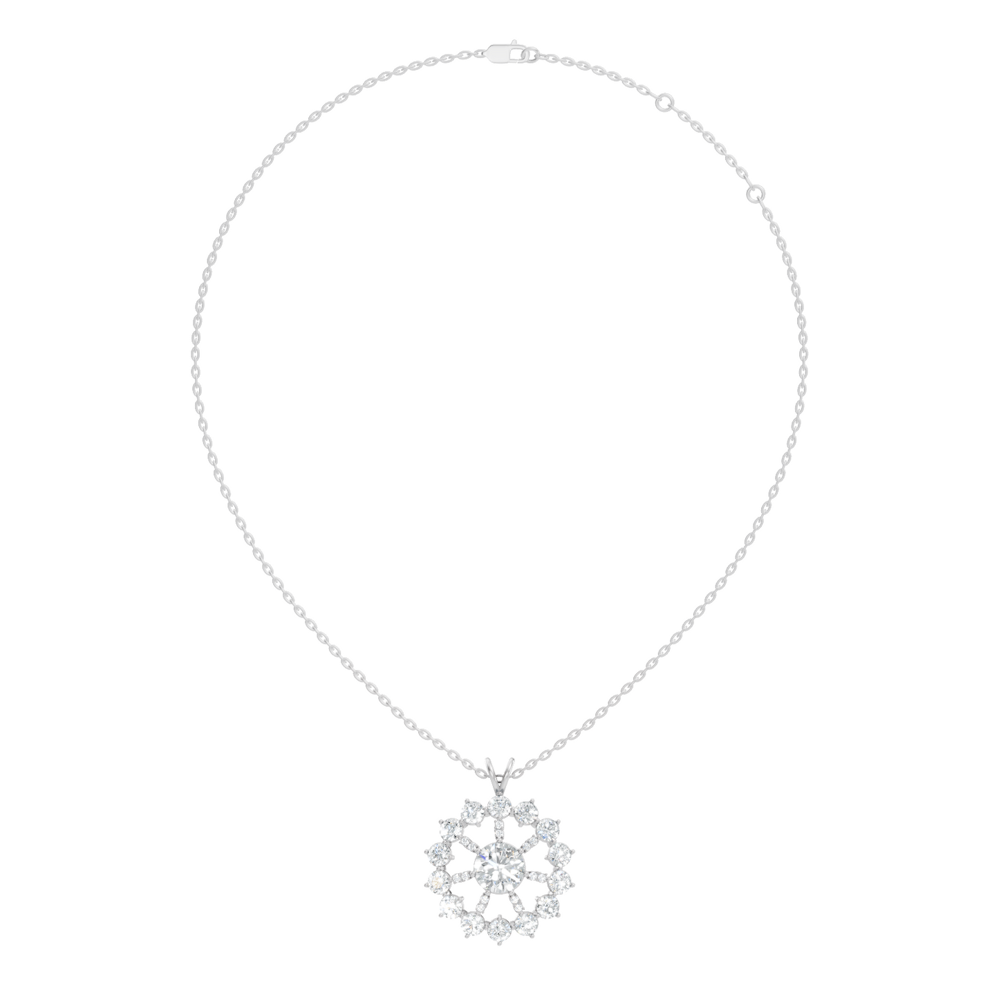 Elegant 3.75 Ct Round Cut Lab Grown Diamond Necklace in Solid White Gold