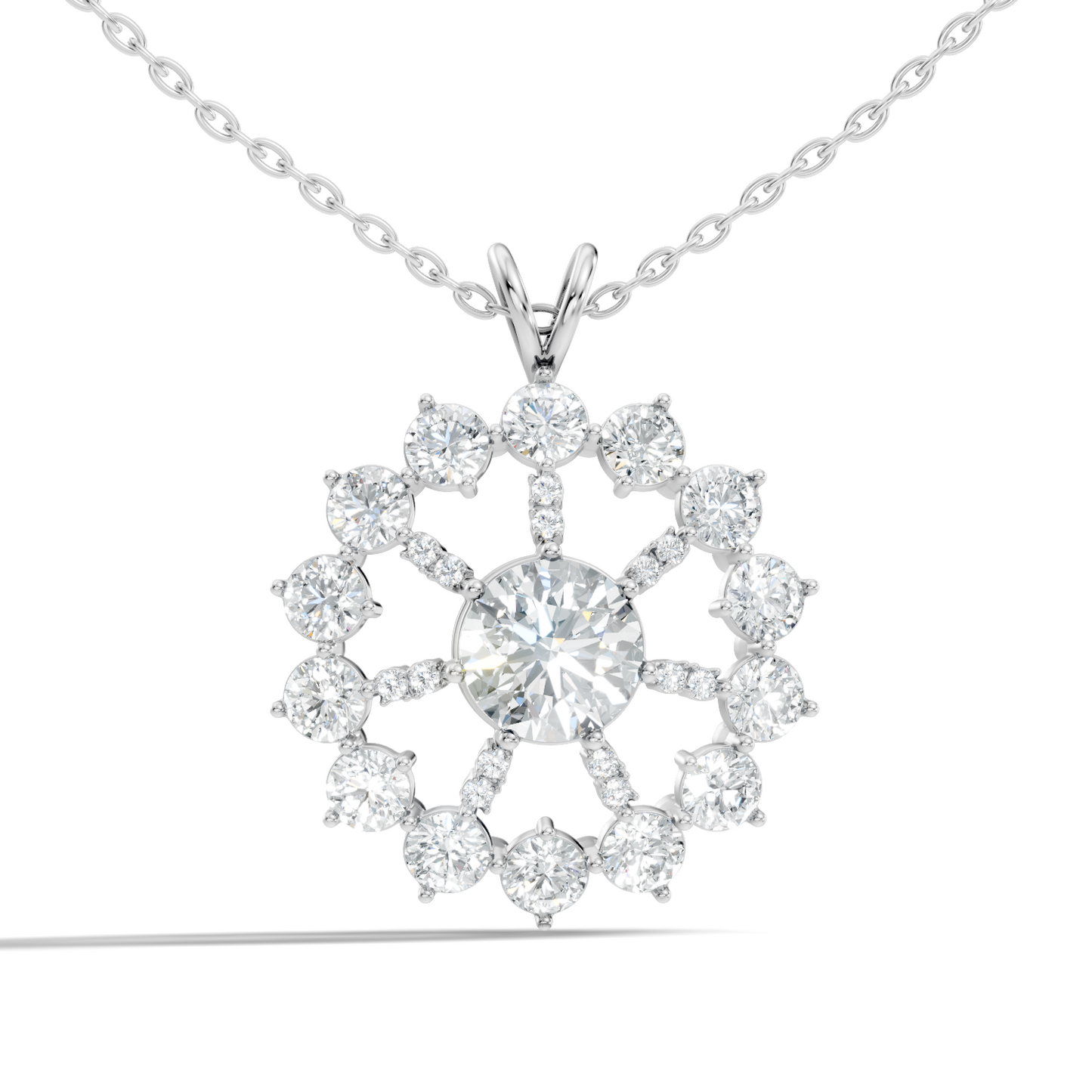 Elegant 3.75 Ct Round Cut Lab Grown Diamond Necklace in Solid White Gold
