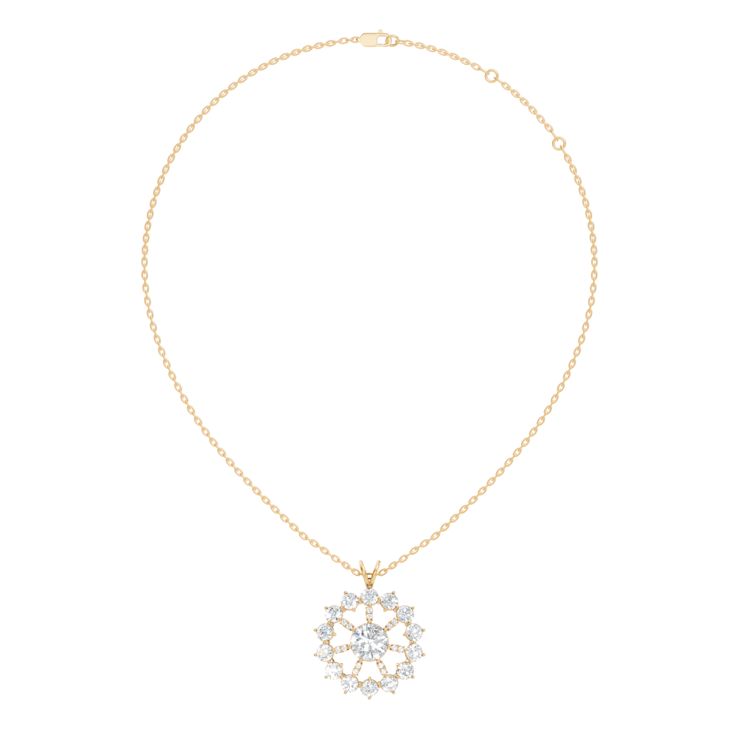 Elegant 3.75 Ct Round Cut Lab Grown Diamond Necklace in Solid White Gold