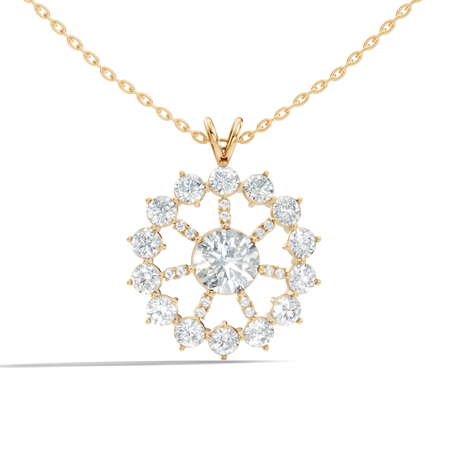 Elegant 3.75 Ct Round Cut Lab Grown Diamond Necklace in Solid White Gold