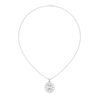 Halo Classic Round Pendant with 1.39 Ct Oval Cut Lab-Grown Diamond Jewelry for Her