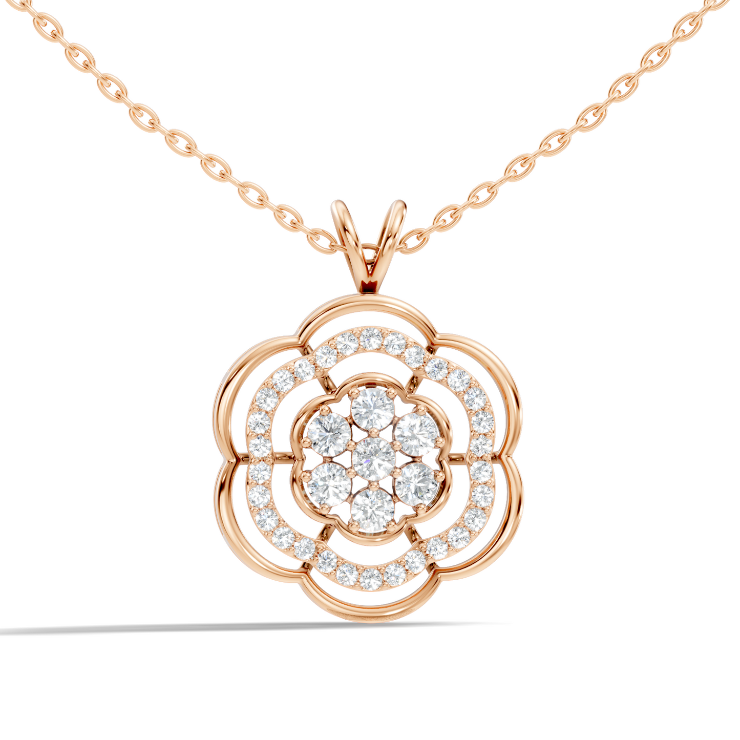 Vintage Round Cut Diamond Pendant Natural & Lab-Grown Diamonds in 18K Gold