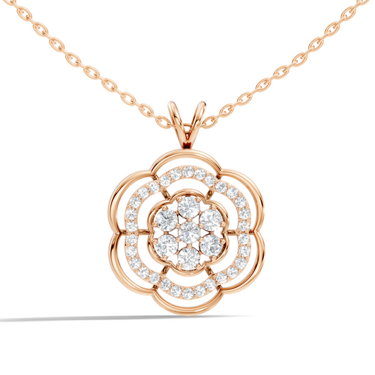 Vintage Round Cut Diamond Pendant Natural & Lab-Grown Diamonds in 18K Gold